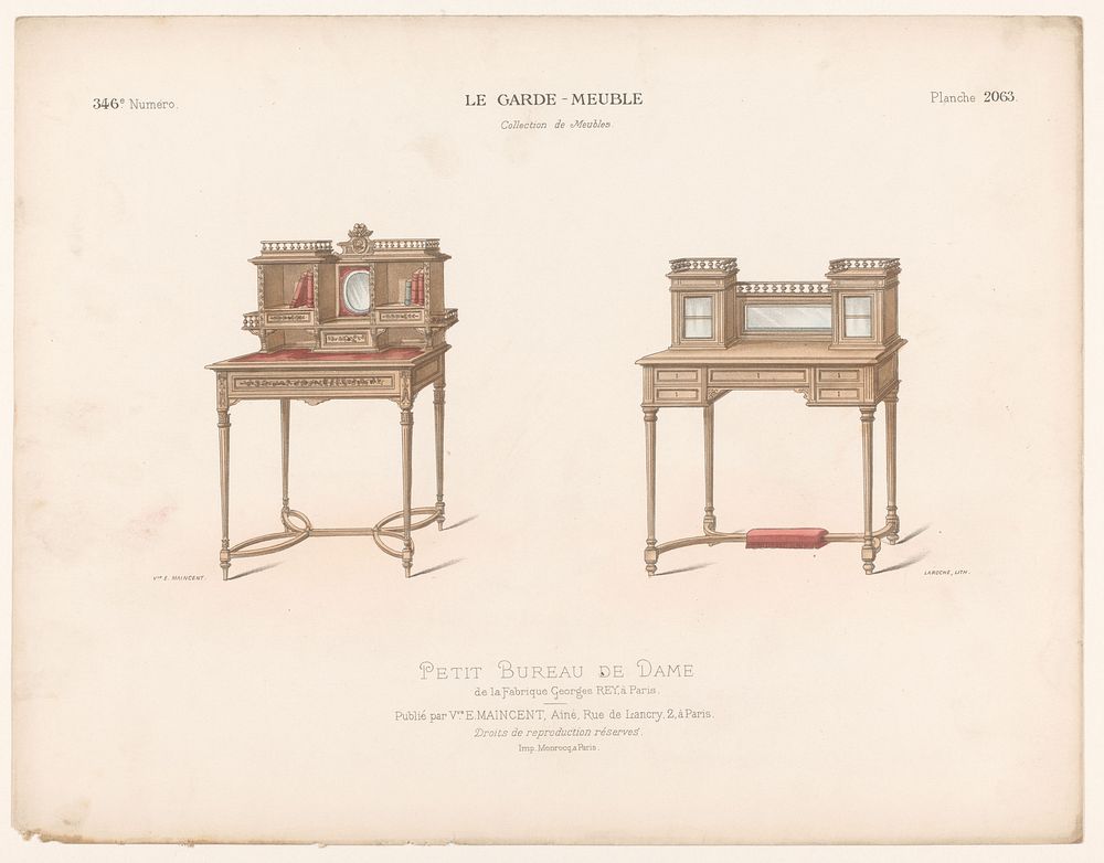 Twee bureaus (1895 - 1935) by Léon Laroche, Monrocq and weduwe Eugène Maincent