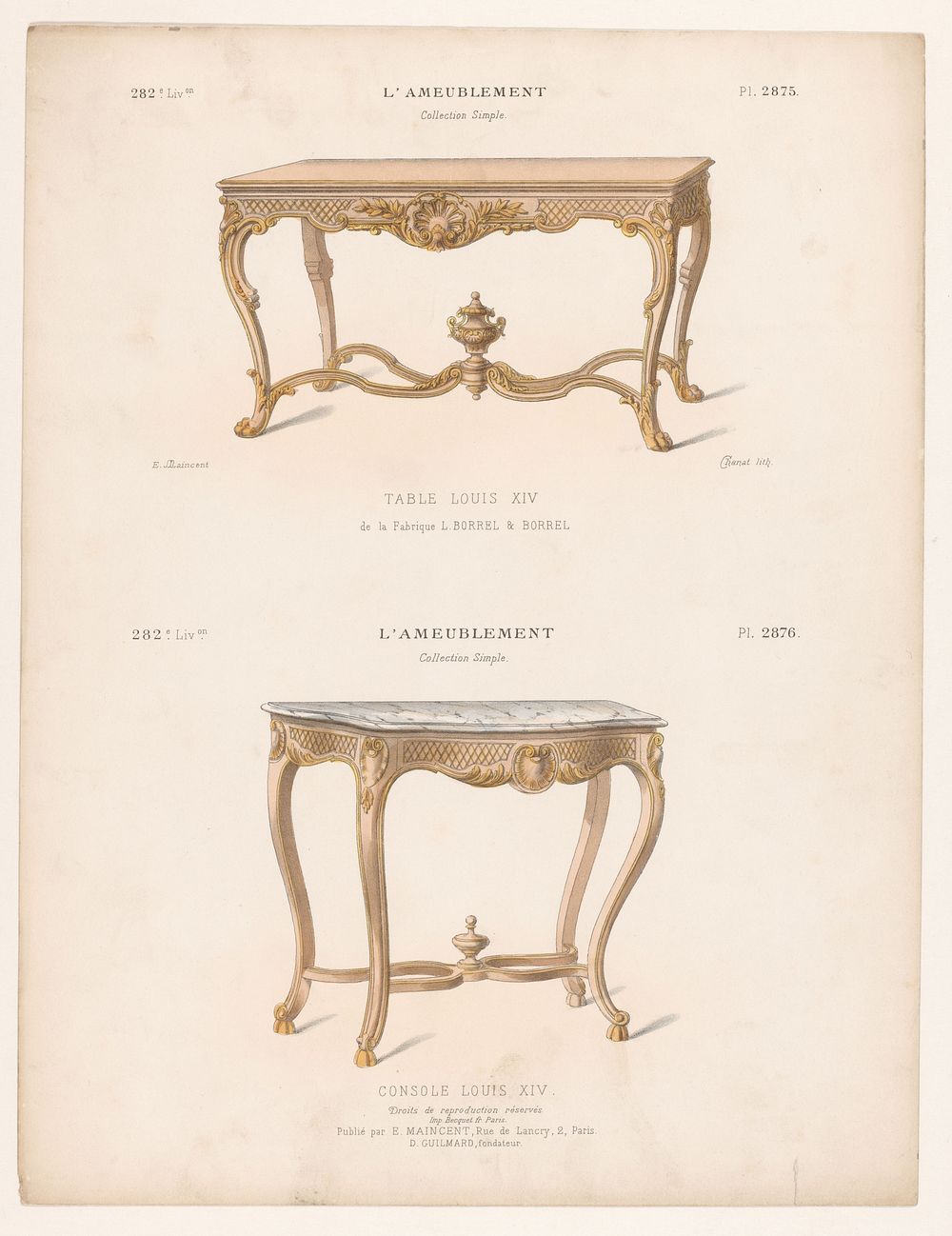 Twee tafels (1885 - 1895) by Chanat, Becquet frères, Eugène Maincent and Désiré Guilmard