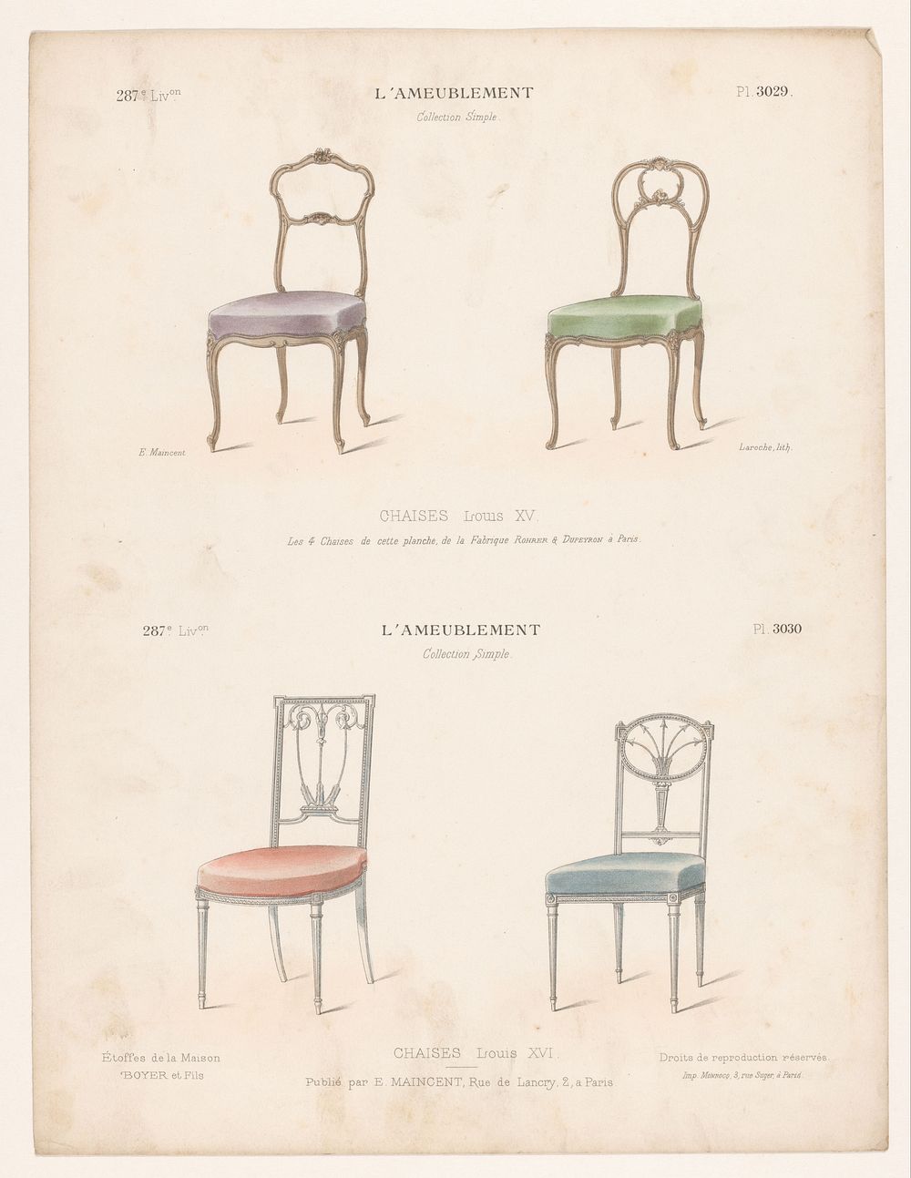 Vier stoelen (1885 - 1895) by Léon Laroche, Monrocq and Eugène Maincent