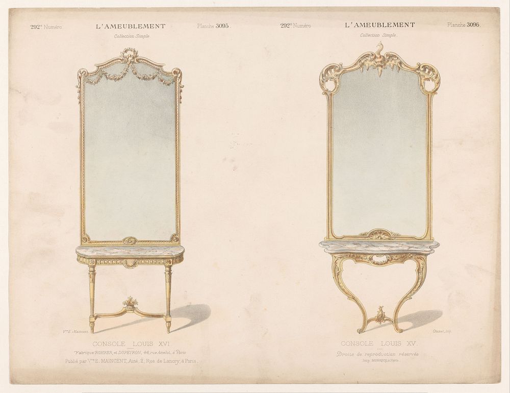 Twee spiegels (1895) by Chanat, Monrocq and weduwe Eugène Maincent
