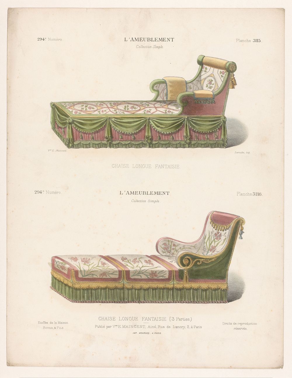 Twee chaise longues (1895) by Léon Laroche, Monrocq and weduwe Eugène Maincent