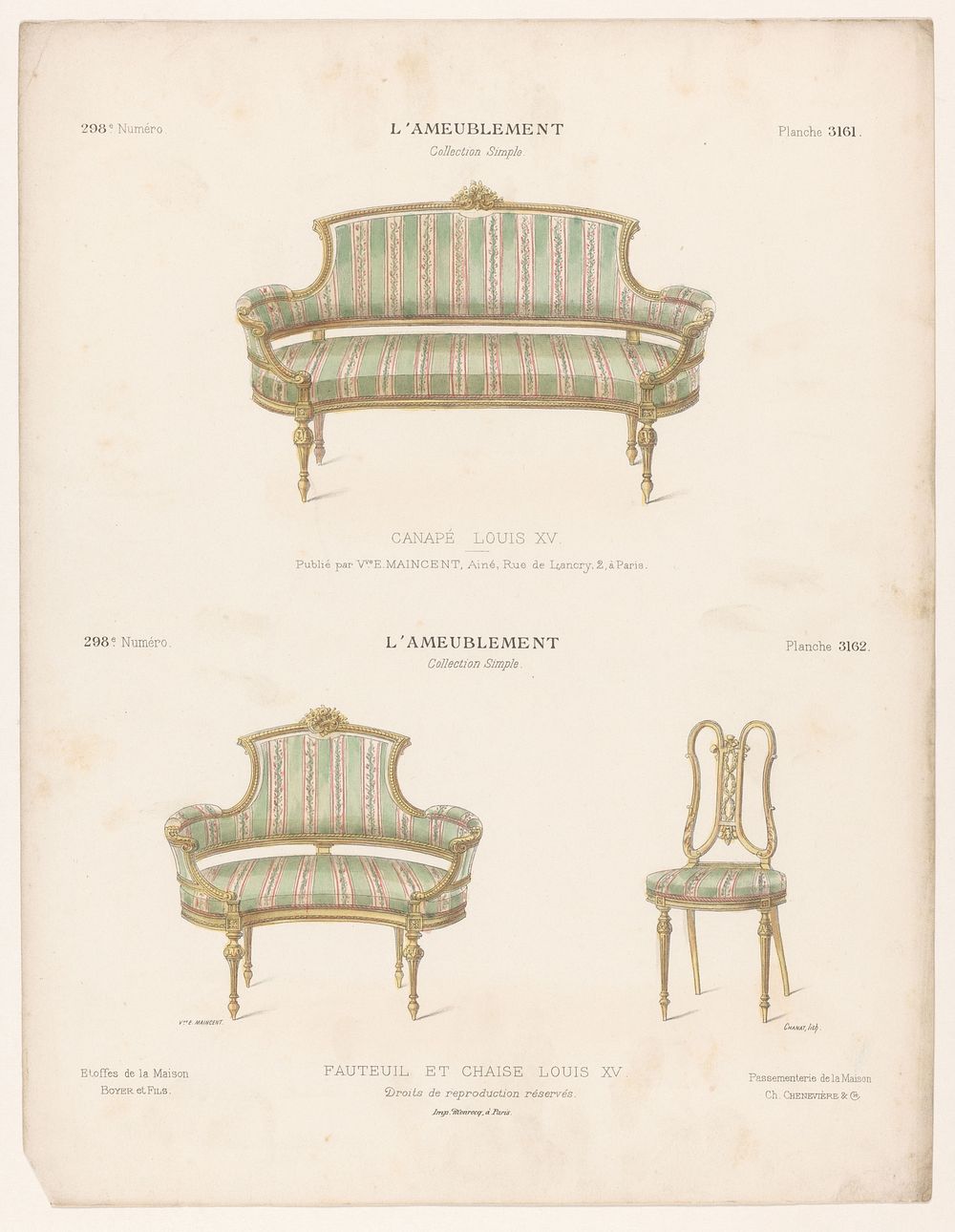 Canapé, fauteuil en stoel (1895) by Chanat, Monrocq and weduwe Eugène Maincent