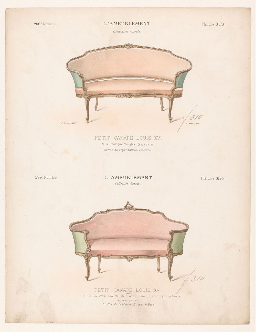 Twee canapés (1895) by Léon Laroche, Monrocq and weduwe Eugène Maincent