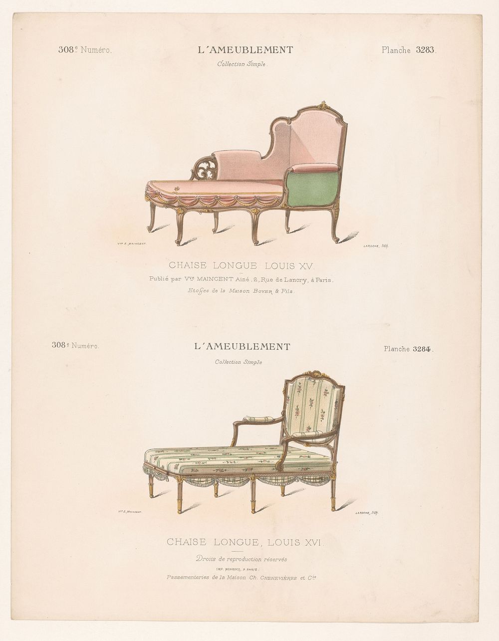 Twee chaise longues (1895) by Léon Laroche, Monrocq and weduwe Eugène Maincent