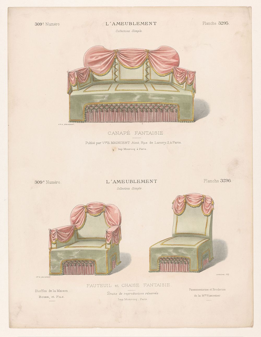 Canapé, fauteuil en stoel (1895) by Léon Laroche, Monrocq and weduwe Eugène Maincent