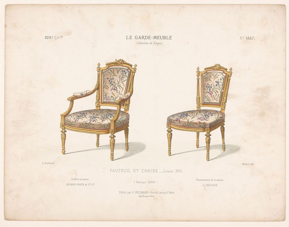 Fauteuil en stoel (1839 - 1885) by Midart, Becquet and Désiré Guilmard