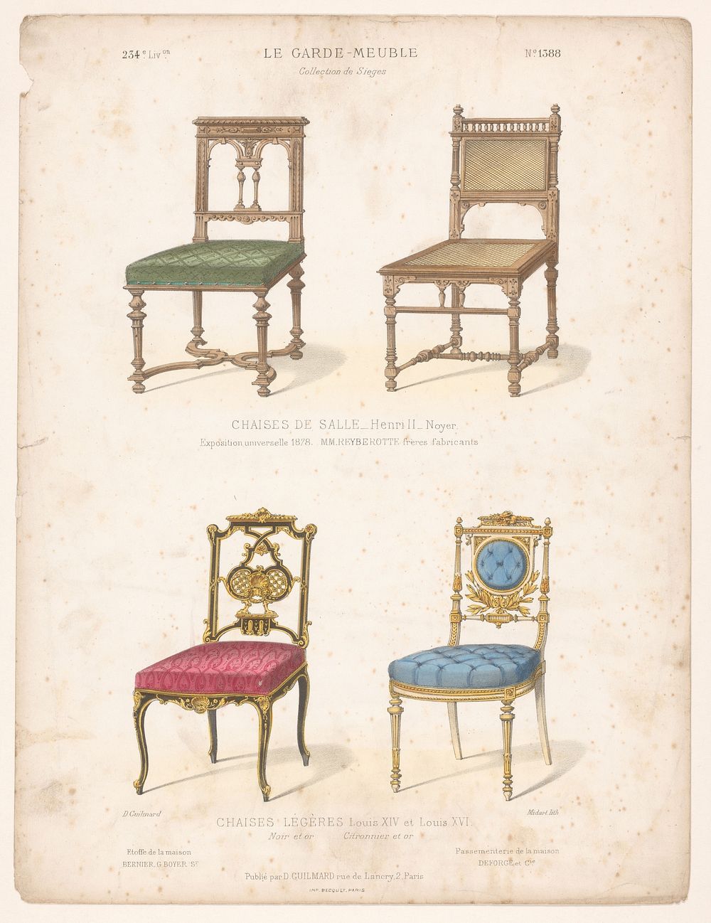 Vier stoelen (1839 - 1885) by Midart, Becquet and Désiré Guilmard