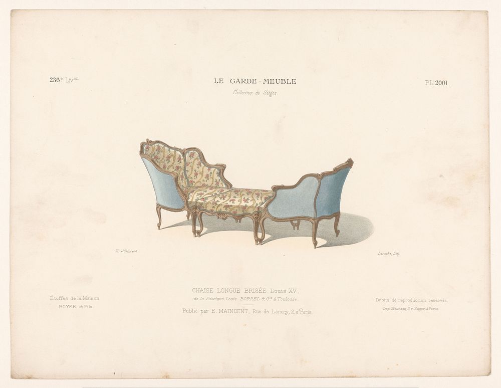Chaise longue (1885 - 1895) by Léon Laroche, Monrocq and Eugène Maincent