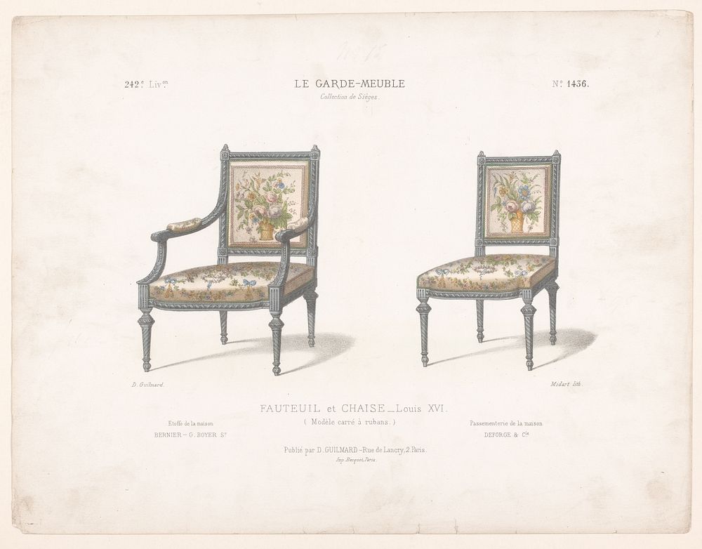 Fauteuil en stoel (1839 - 1885) by Midart, Becquet and Désiré Guilmard
