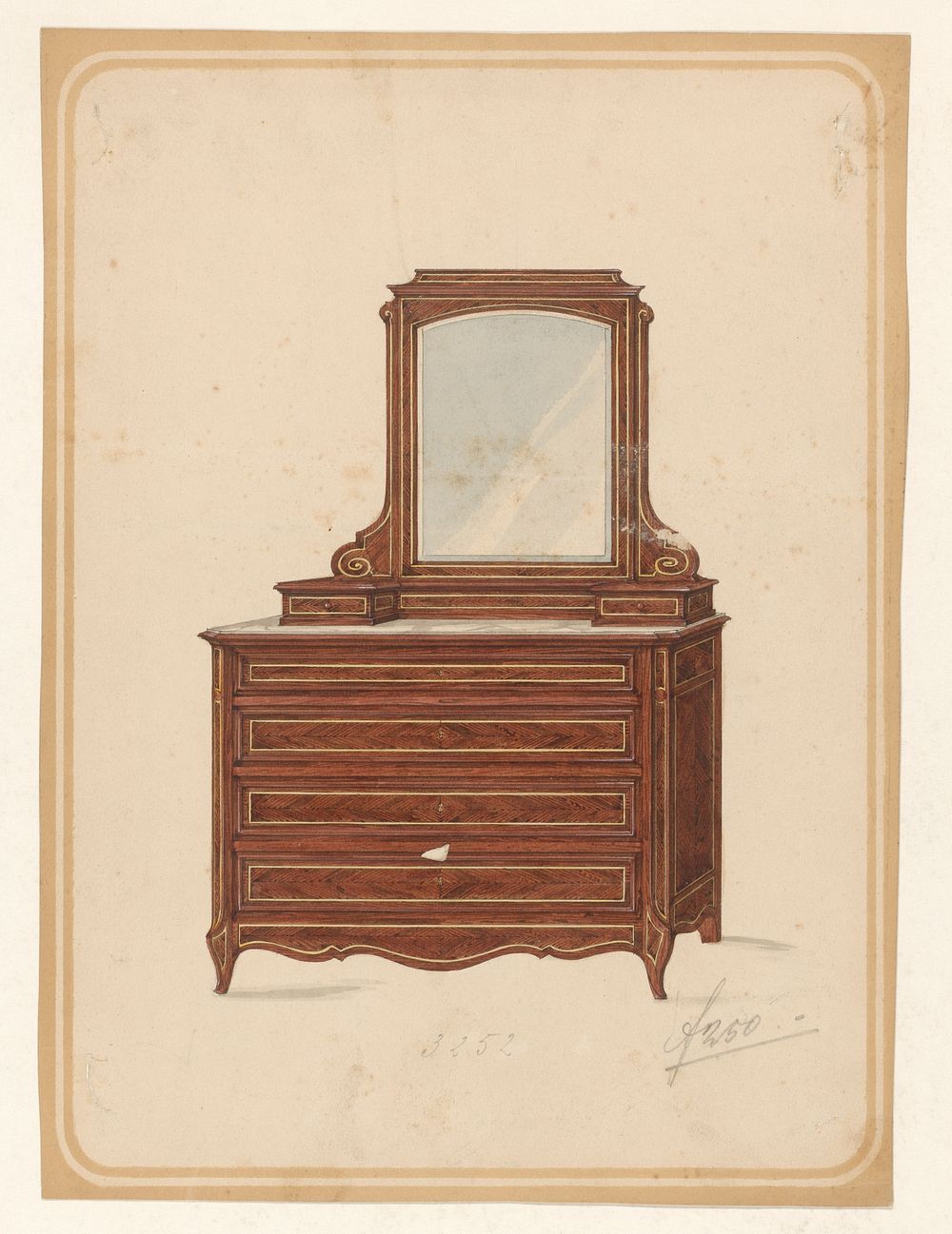 Dressoir met spiegel (1800 - 1900) by anonymous