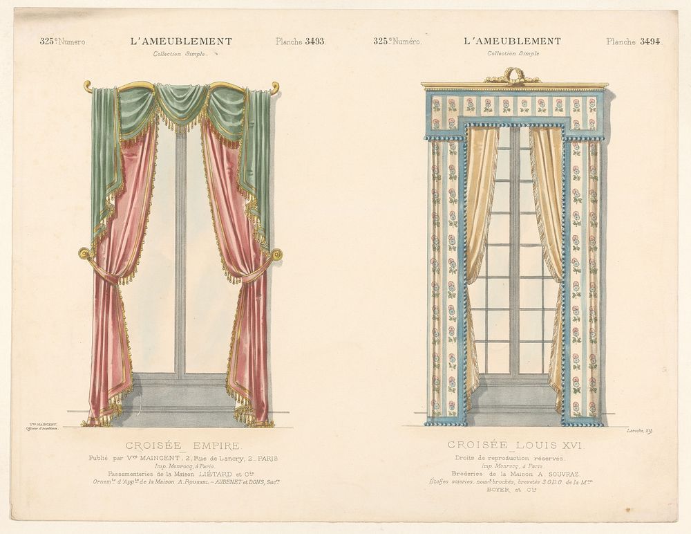 Twee vensters met gordijnen (1895) by Léon Laroche, Monrocq and weduwe Eugène Maincent
