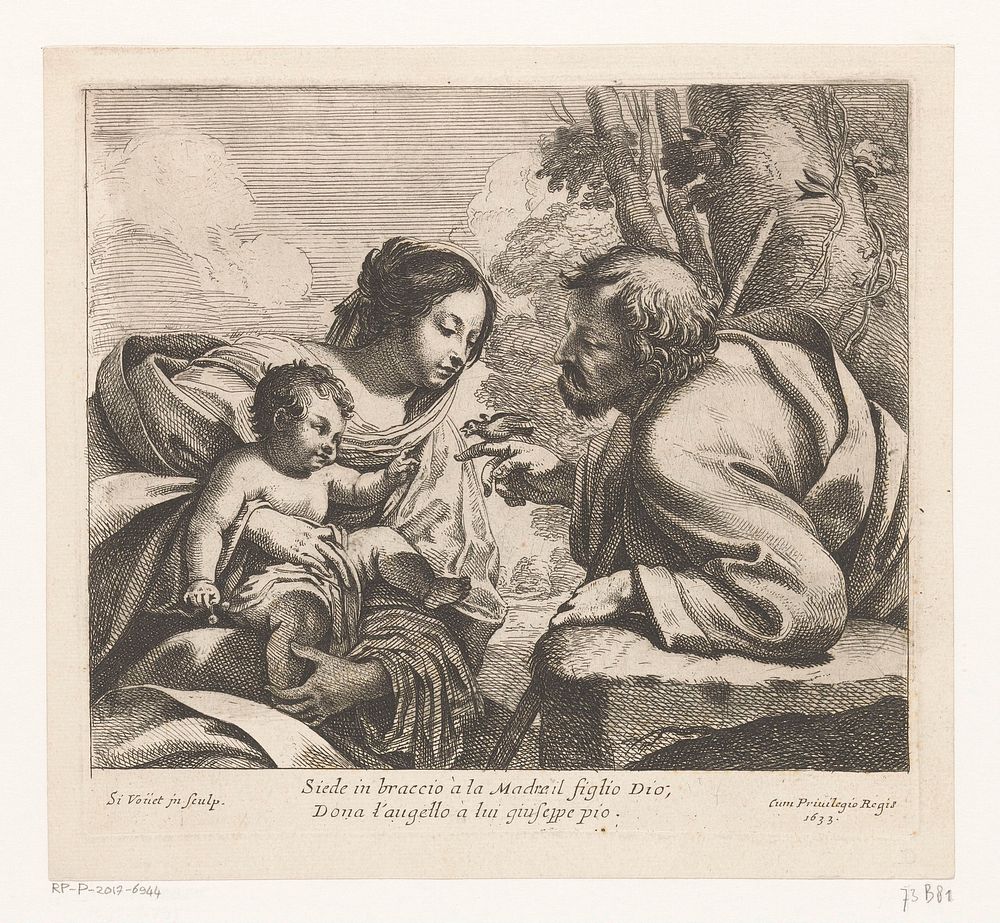Heilige Familie met vink (1633) by Simon Vouet and Franse kroon