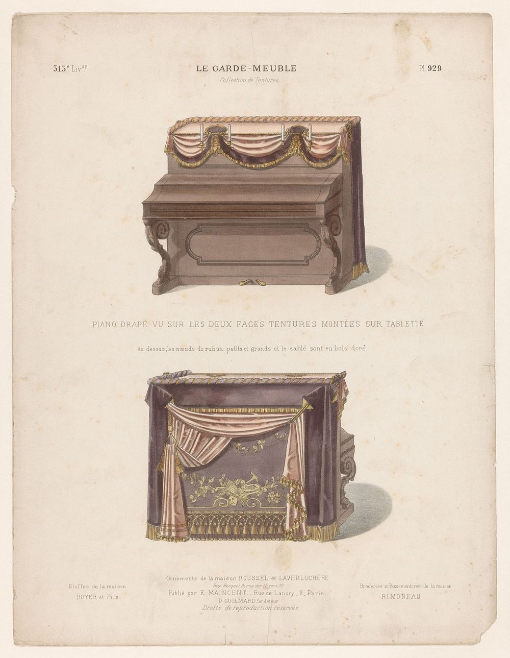 Piano met draperieën (c. 1885 - c. 1895) by Quéton, Eugène Maincent, Becquet and Eugène Maincent