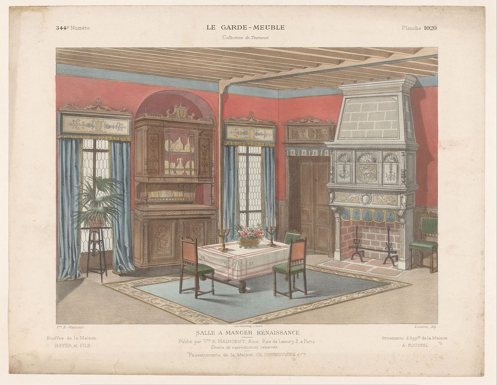 Eetkamer in renaissancestijl (1895 - c. 1910) by Léon Laroche, weduwe Eugène Maincent, Monrocq and weduwe Eugène Maincent
