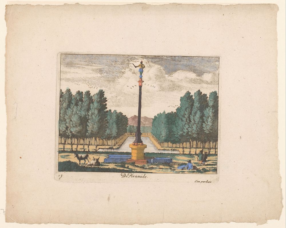 Gezicht op de voormalige Eiserner Mann, te Kleef (1695) by anonymous, Gerard Valck and Staten van Holland en West Friesland