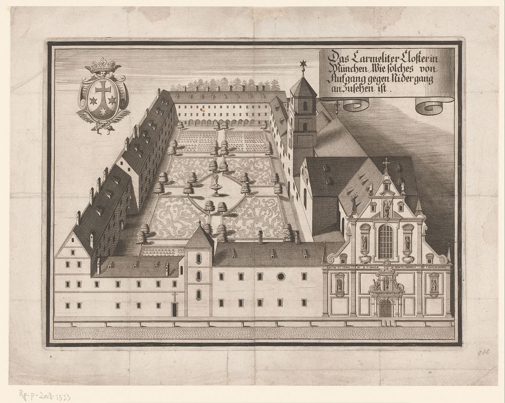 Gezicht op het Karmelietenklooster, te München (1701) by Michael Wening