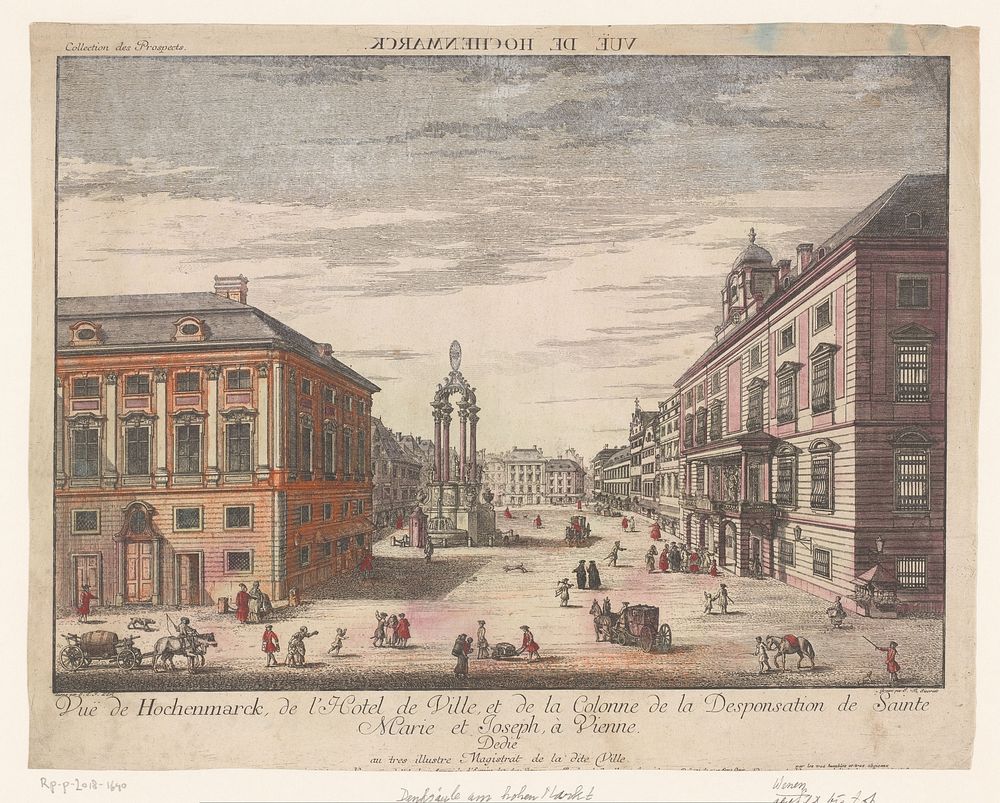 Gezicht op de Hohe Markt te Wenen (1755 - 1779) by J M Siccrist, Kaiserlich Franziskische Akademie, Joseph Emanuel Fischer…
