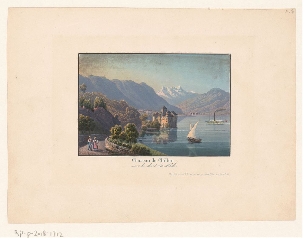 Gezicht op het kasteel van Chillon (1800 - 1899) by anonymous and Rudolf Dikenmann