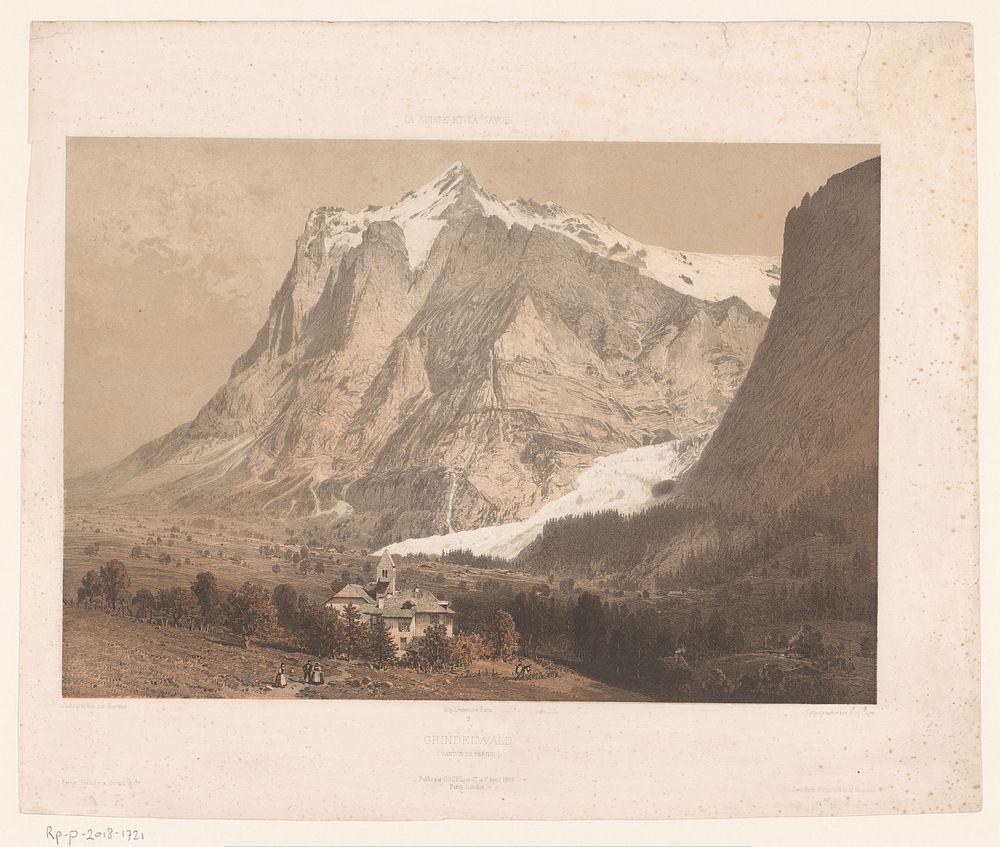 Zicht op Grindelwald (1859) by Eugène Cicéri, Frédéric Martens, Joseph Rose Lemercier, Goupil and Cie and Michael Knoedler