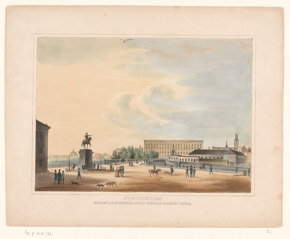 Gezicht op Gustav Adolfs torg, te Stockholm (1800 - 1899) by anonymous