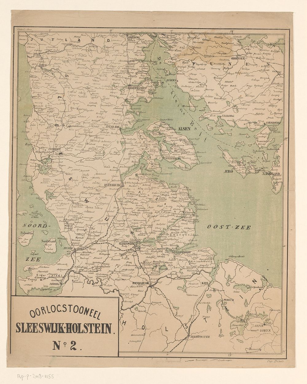 Kaart van Sleeswijk-Holstein (1866) by anonymous, Seyffardts Boekhandel and Seyffardts Boekhandel