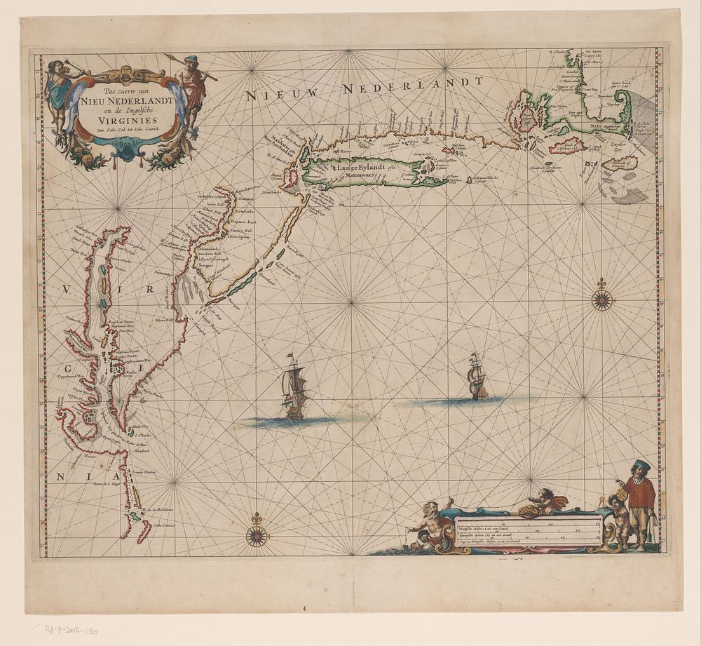 Zeekaart van de noordoostkust van Amerika, bij het toenmalige Nieuw-Amsterdam (1666) by anonymous and Pieter Goos