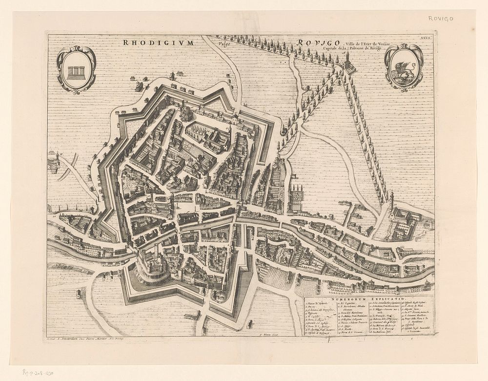 Plattegrond van Rovigo (1704 - 1724) by anonymous, Pieter Mortier I, Johannes Willemszoon Blaeu, Rutgert Christoffel Alberts…
