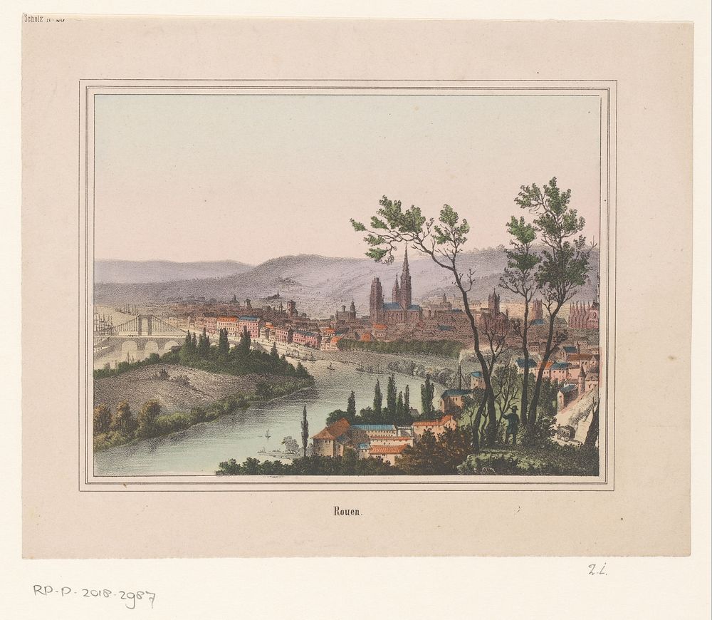 Gezicht op Rouen en de Seine (1829 - 1880) by anonymous and firma Joseph Scholz