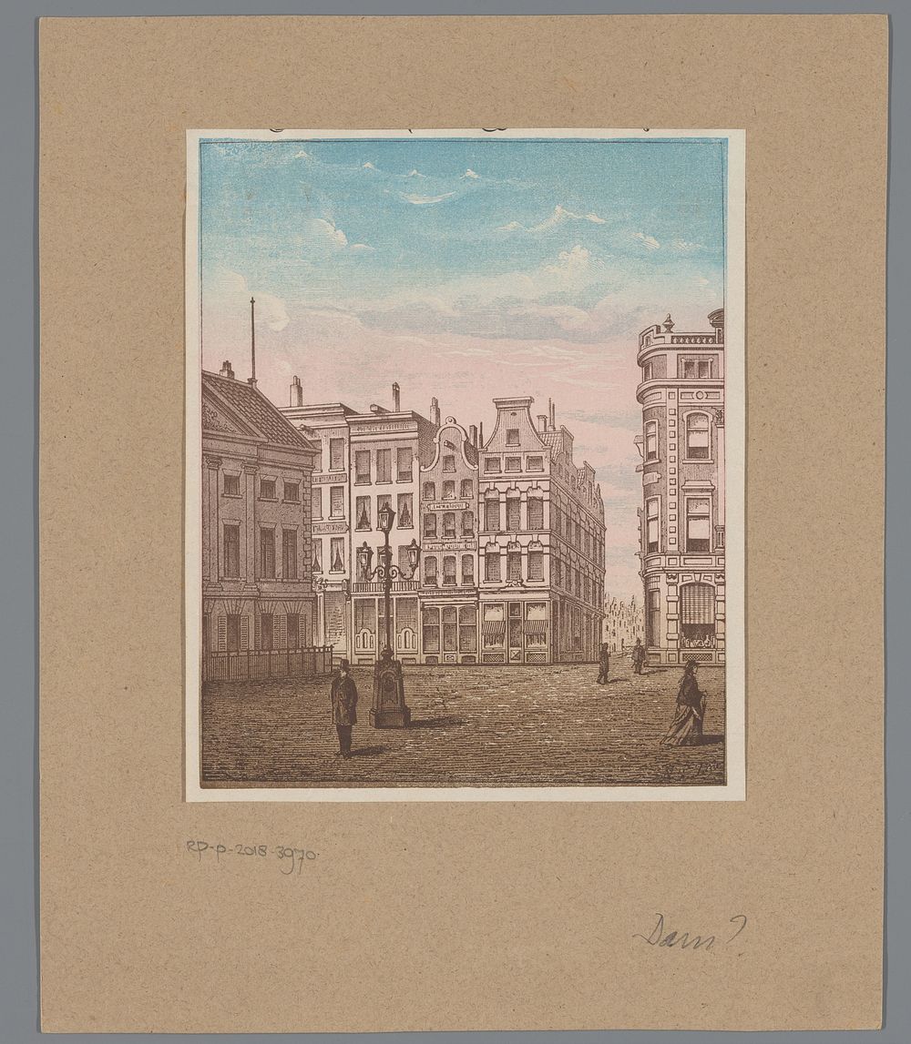 Gezicht op een plein in Amsterdam (1850 - 1900) by anonymous