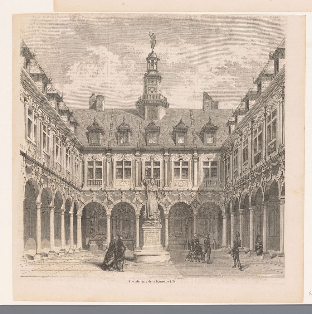 Binnenplaats van het beursgebouw te Lille (1854) by anonymous and Jacques Julien Dubochet