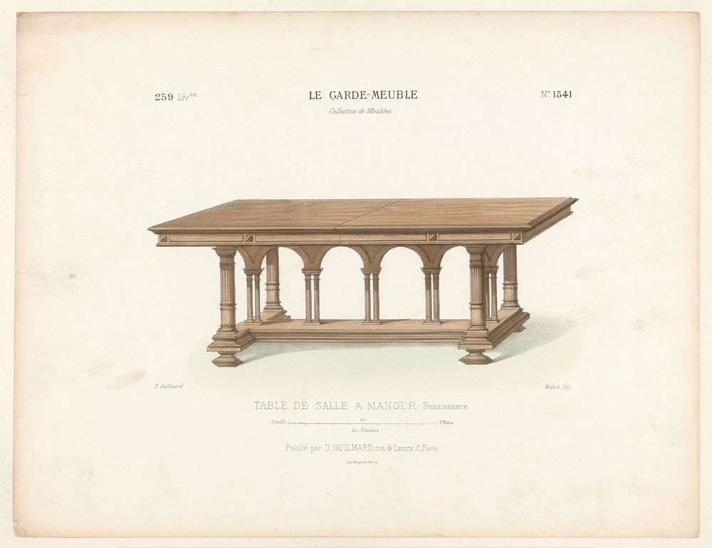 Eettafel in renaissancestijl (c. 1860 - c. 1880) by Midart, Désiré Guilmard, Becquet and Désiré Guilmard