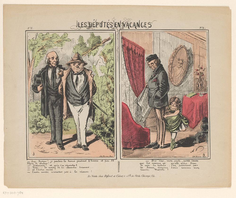 Leden van het Assemblée nationale op vakantie (1860 - 1880) by Monogrammist AN 19e eeuw, Barousse and Deforet et César