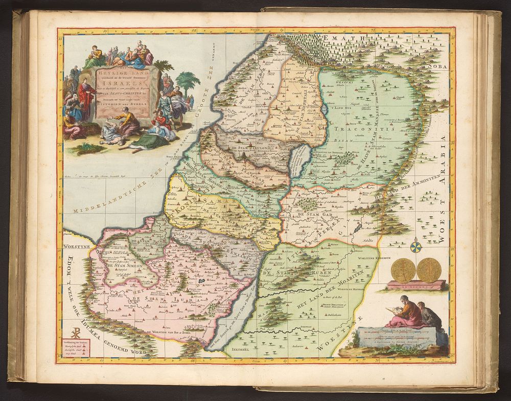 Kaart van het Heilige Land (1700) by Dirk Janszoon van Santen, Jan Luyken, Johannes L van Luchtenburg, Johannes L van…