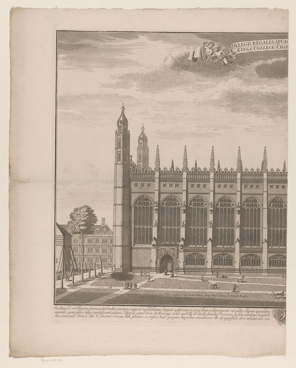Gezicht op de kapel van King's College, Cambridge (linkerdeel) (in or after 1707) by Johannes Kip and Leonard Knijff