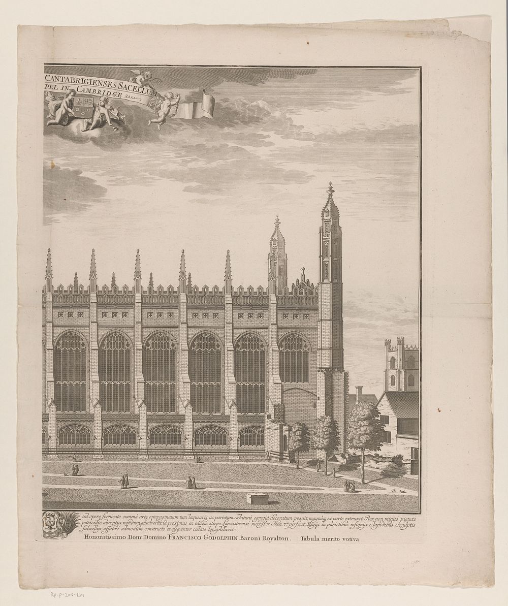 Gezicht op de kapel van King's College, Cambridge (rechterdeel) (in or after 1707) by Johannes Kip and Leonard Knijff
