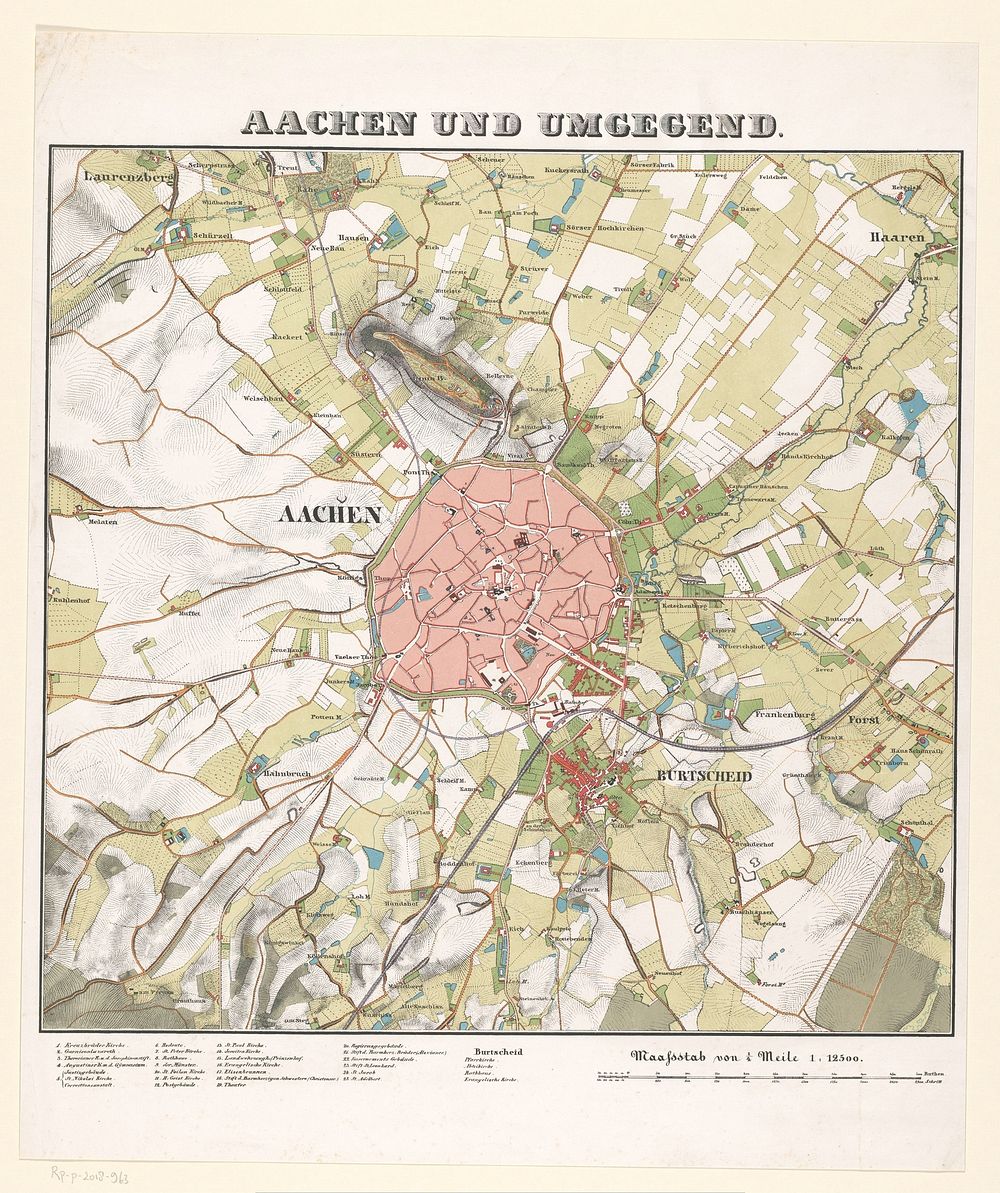 Kaart van Aken en omgeving (1800 - 1899) by anonymous