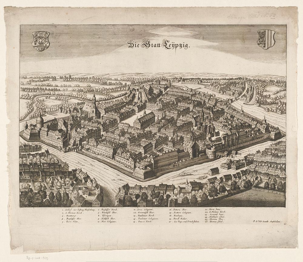 Gezicht op Leipzig (1690 - 1728) by anonymous, Frederik de Wit and Pieter van der Aa I