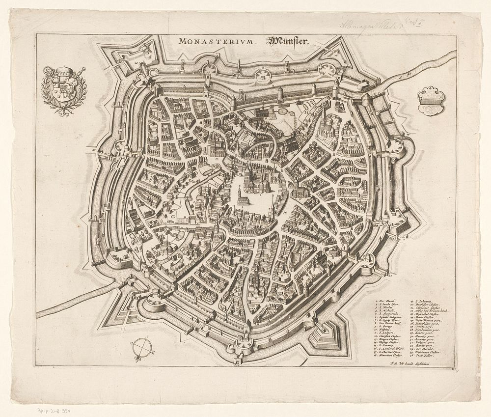 Plattegrond van Münster (after 1695 - 1728) by anonymous, Frederik de Wit and Pieter van der Aa I
