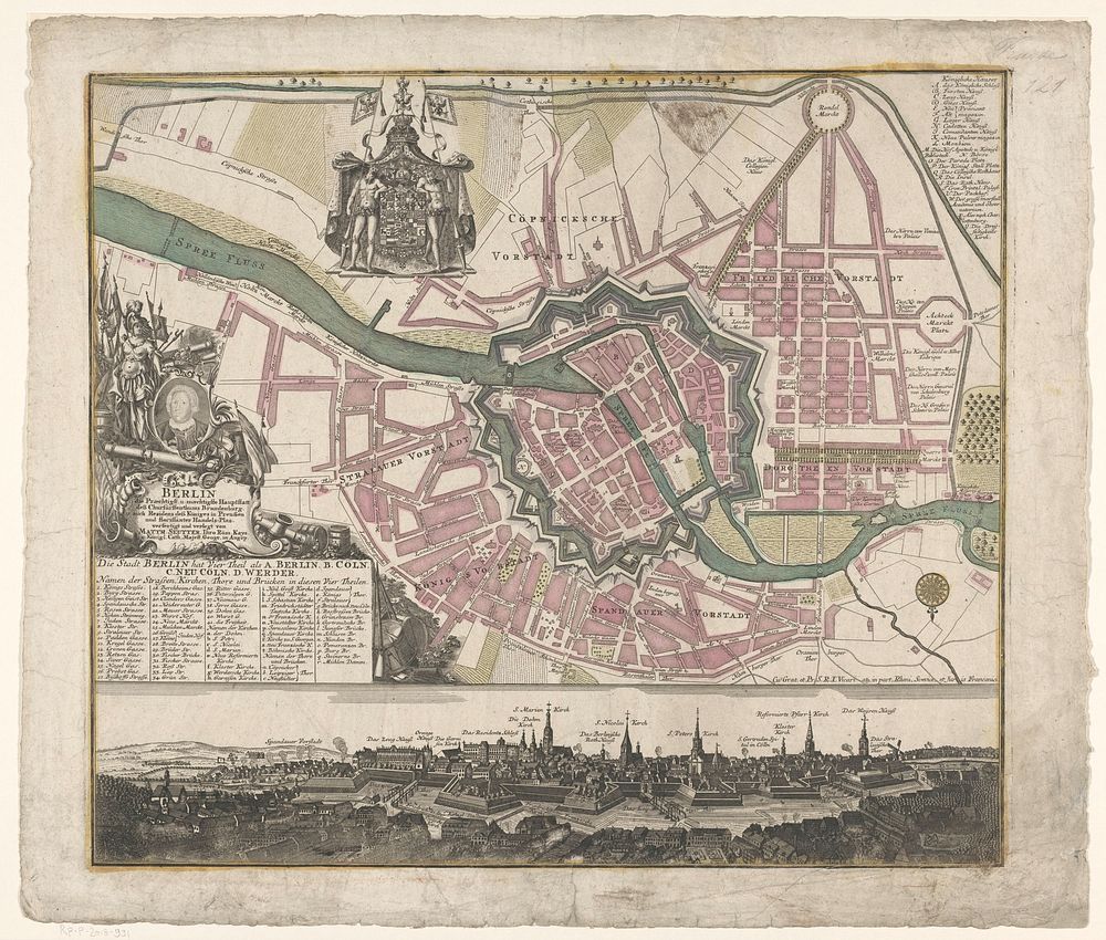 Gezicht op en plattegrond van Berlijn (1707 - 1757) by Matthaeus Seutter III, Matthaeus Seutter III and Matthaeus Seutter III