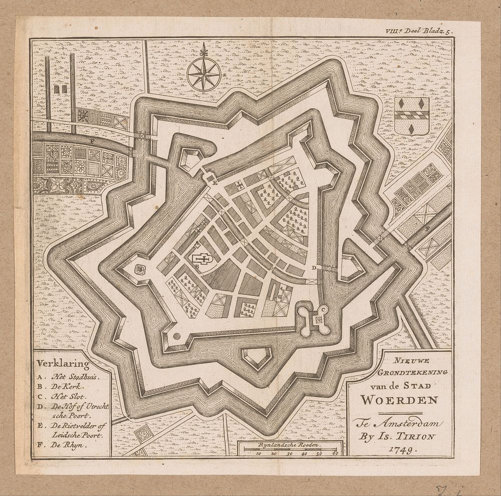 Plattegrond van Woerden (1749) by anonymous and Isaak Tirion