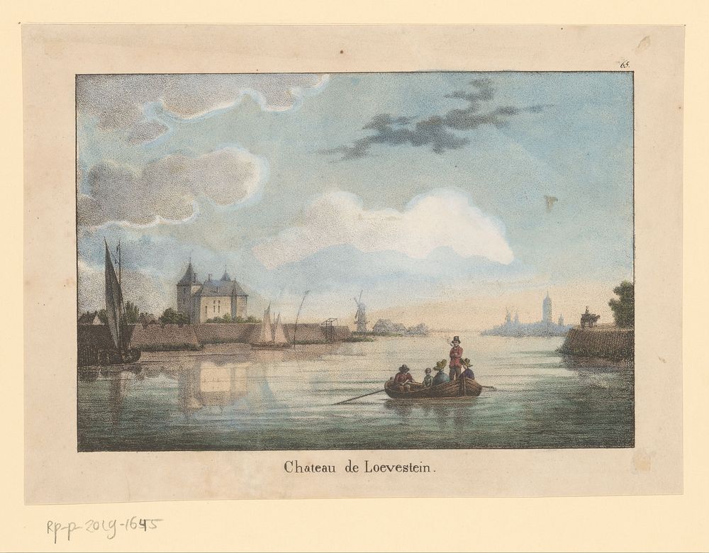 Gezicht op Slot Loevestein vanaf de Waal (1825) by Jean Baptiste Madou and Jean Baptiste Ambroise Marcellin Jobard