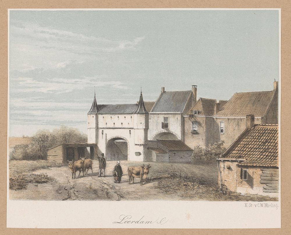 Gezicht op Leerdam (1847 - 1865) by anonymous and Koninklijke Nederlandse Steendrukkerij van C W Mieling