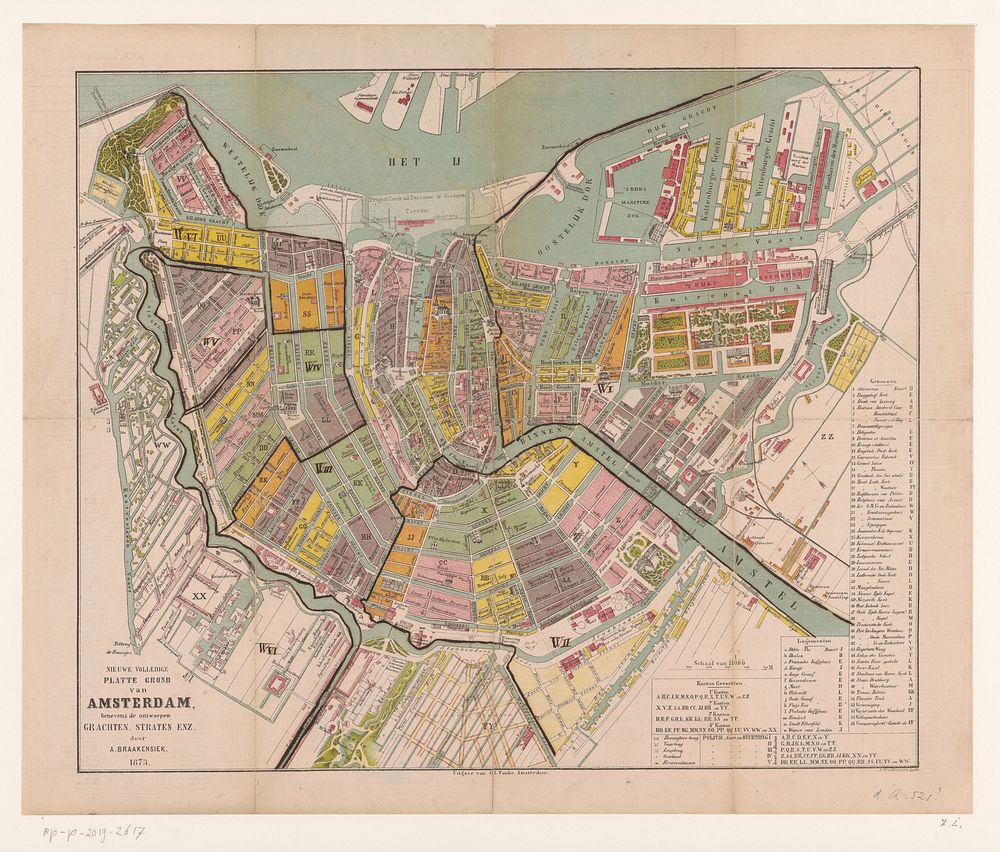 Plattegrond van Amsterdam (1873) by Albertus Braakensiek, Albertus Barend Hendrik Braakensiek, Roeloffzen and Hübner and…