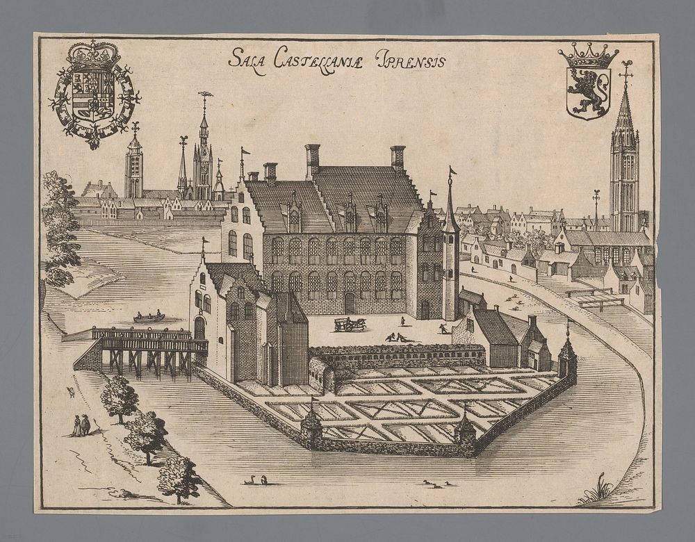 Gezicht op Ieper met het kasteel op de voorgrond (1659) by Lucas Vorsterman II and Philips Vleugaert