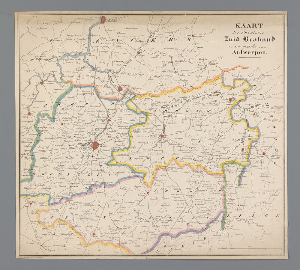 Kaart van Brabant en een gedeelte van Antwerpen (1813 - 1841) by Johannes Paulus Houtman