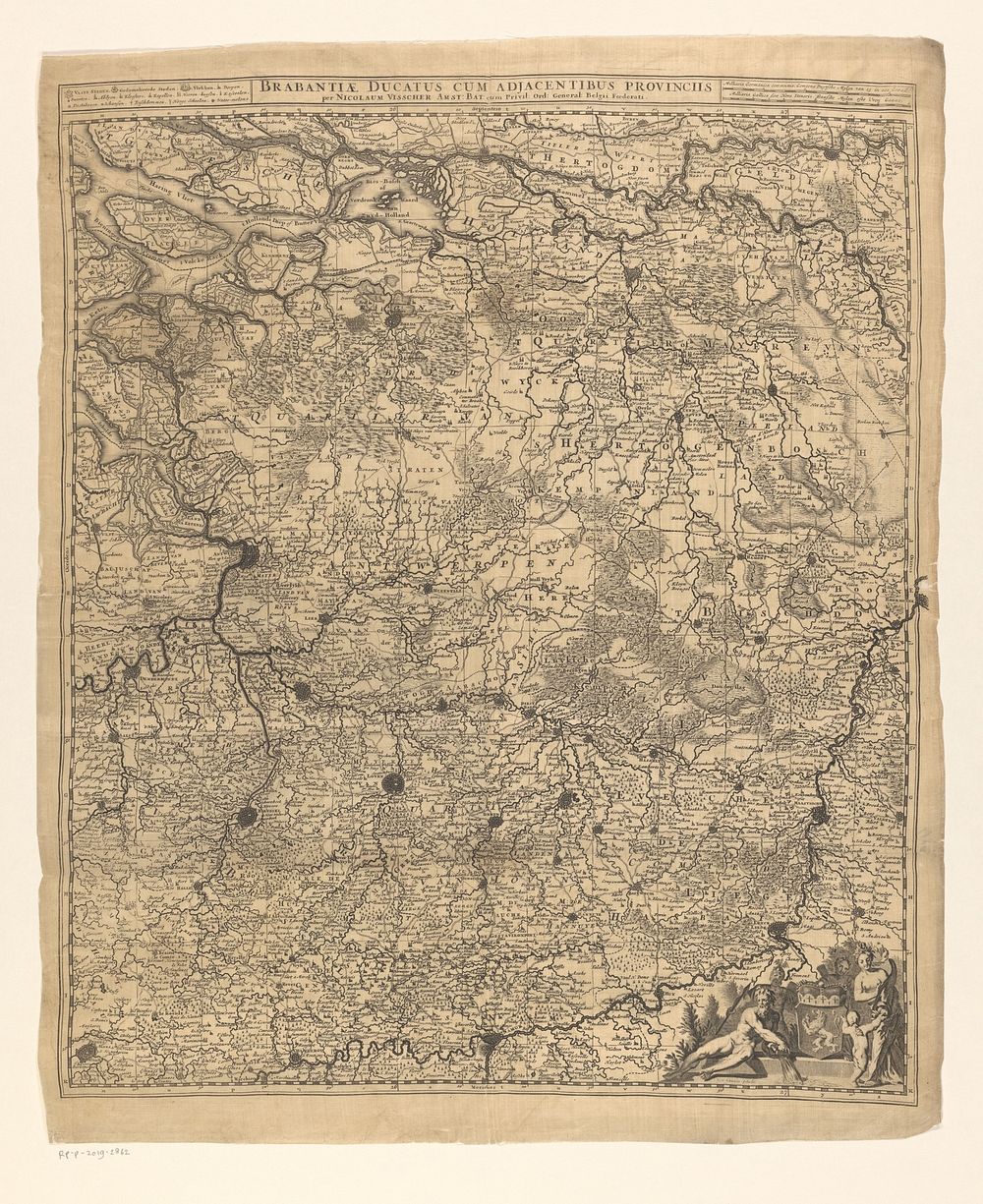 Kaart van het hertogdom Brabant (1677 - 1720) by Gilliam van der Gouwen, Nicolaes Visscher I, Nicolaes Visscher II, weduwe…
