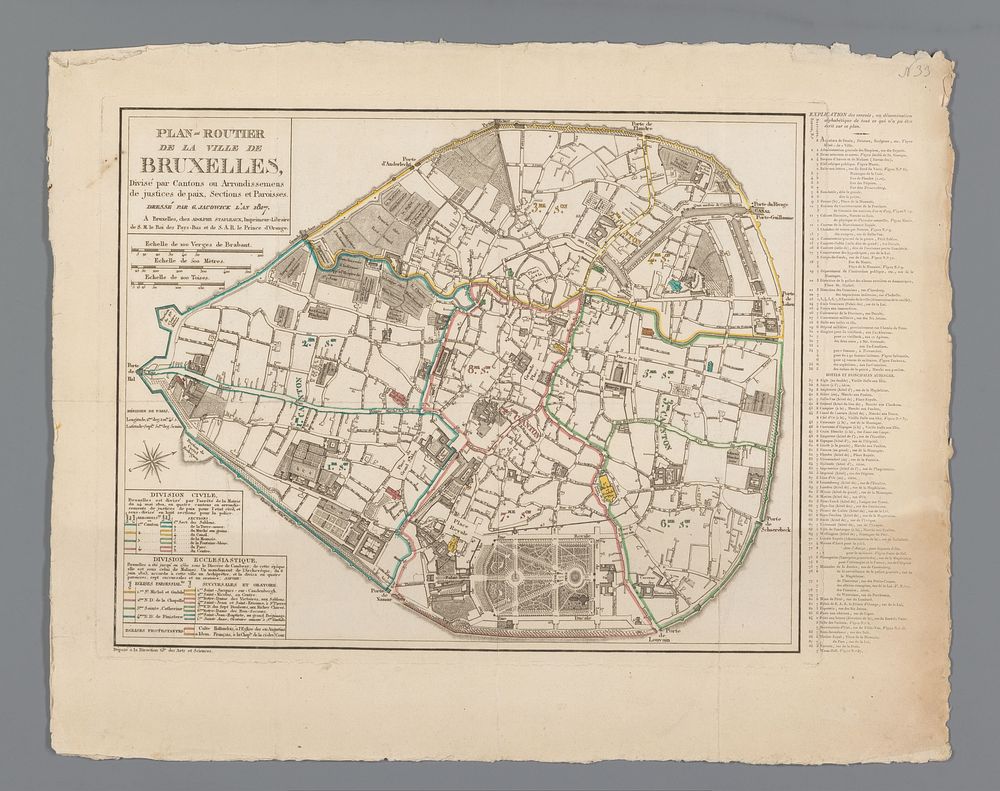 Plattegrond van Brussel (1817) by anonymous, G Jacowick and Adolphe Stapleaux