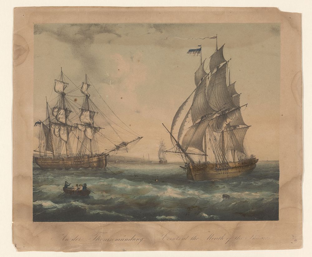 Twee schepen op de monding van de Theems (1800 - 1899) by anonymous