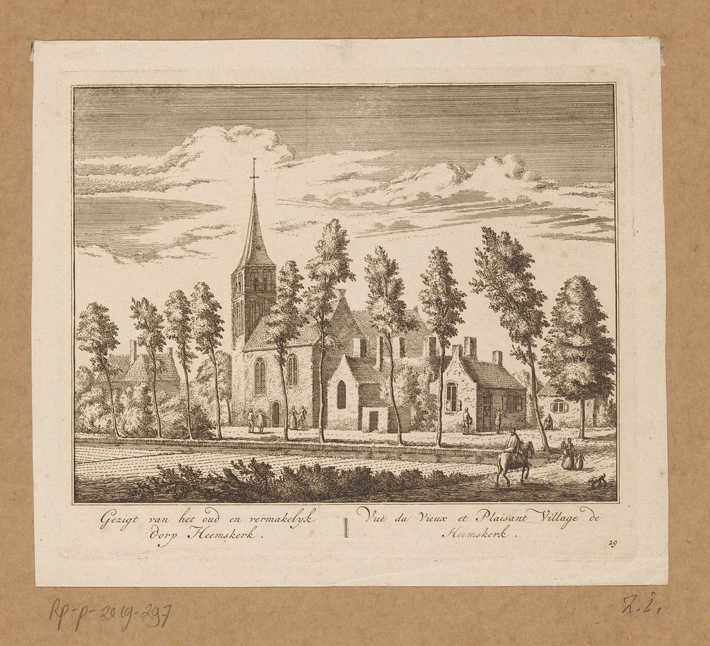 Gezicht op de dorpskerk van Heemskerk (1728) by Abraham Rademaker, Abraham Rademaker and Leonard Schenk