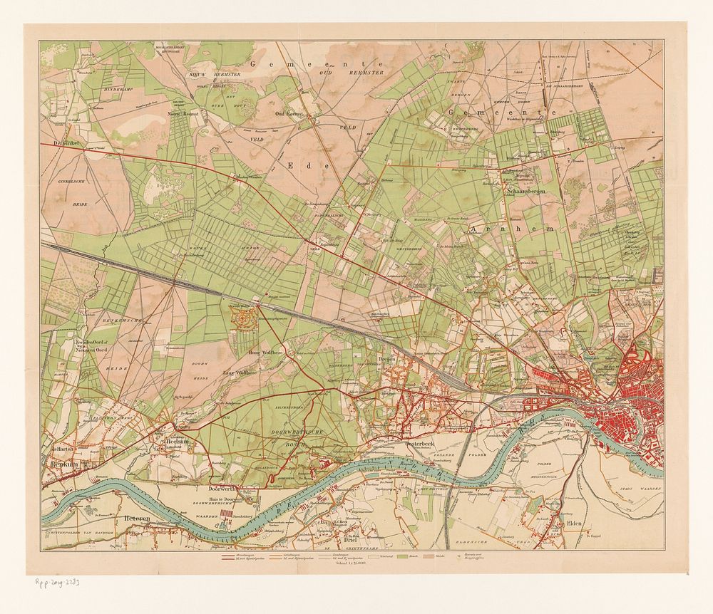 Kaart van de omgeving van Arnhem (1929 - 1939) by anonymous